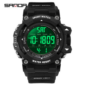 SANDA chính hãng hiển thị thời gian kép đồng hồ thể thao | g-phong cách 7 màu sắc | 2 thời gian 5ATM không thấm nước | báo thức giấc ngủ sáng | thạch anh kỹ thuật số Quà tặng Trung tính | Đồng hồ bấm giờđếm ngược ngày trong tuần Đồng hồ thời trang giản dị