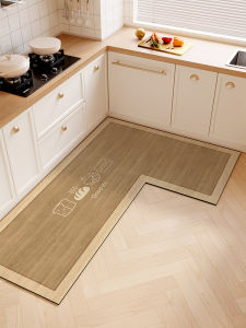 Water Absorbent Kitchen Floor Mat L-Shaped Corner Sink Dishwashing Area Non-Slip Modern Simplicity Polyester Fiber Digital Printing