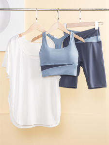 ชุดโยคะฤดูร้อนสำหรับผู้หญิง ทรงหลวม แขนสั้น ออกกำลังกาย วิ่งตอนเช้า ชุดออกกำลังกาย เสื้อผ้ากีฬา ชุดโยคะ ชุดออกกำลังกาย