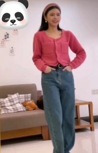 Sweater Rajut Pink Lengan Panjang Kardigan Rajut Twist Xiaoxiangfeng Terlaris Versi Korea