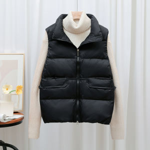 Lightweight Cotton down Jacket Vest Sleeveless Womens Outerwear Vest Autumn Winter New Style Commute Style Zipper Closure