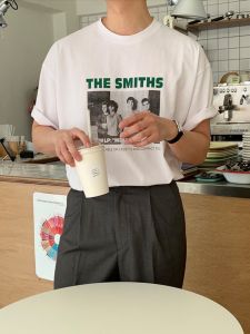 DAVID&ME | White Crewneck Short Sleeve T-Shirt Loose