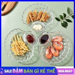 Đĩa Nhựa Đựng Thức Ăn Hình Vỏ Sò Trong Suốt Có Khay Đựng Nước Chấm Tiện Lợi - Khay Đựng Thức Ăn Vặt  Hoa Quả Cao Cấp - Dĩa Sò Nhựa Trong Độc Lạ Decor Để Bàn