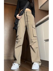 Jiaxun | Men Autumn American High Street Straight Fit Loose Workwear Cargo Pants