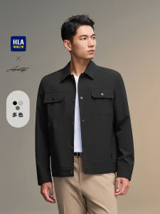 Black Casual Fashion Windproof Collar Jacket HLA Sea-Land Home Light Business Style Autumn Winter New Workwear Mens Outerwear