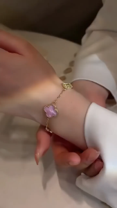 Four-leaf Clover Bracelet for Women Korean Simple Ins Five-flowered Caladium Good Luck Flower Bracelets-COZII