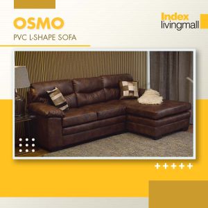 INDEX LIVING MALL โซฟา PVC L-shape รุ่นออสโม่ - สีน้ำตาลเข้ม