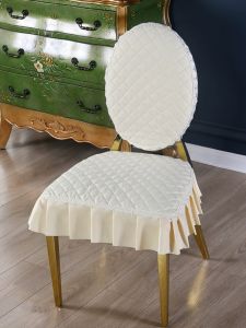 Modern Luxury Gold Stainless Steel Chair Cover Home Use Dining Table Cloth Seat Pad Cover Versatile Universal Style Kitchen