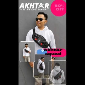 promo tas selempang waistbag dada distro premium waterproof anti air hitam bahan kulit kualitas import
