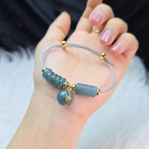 Q249 Vòng lu thống ngũ điếu túi tiền Lam Ngọc treo móc V10k ko kén mệnh - Phong Thủy TUDO P