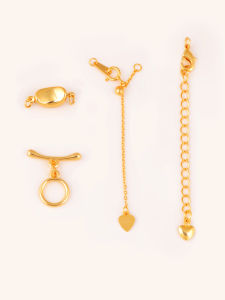 18K Gold Plated Pearl Necklace Extension Chain DIY Bracelet Beading Materials Double Ring Buckle Accessories Jewelry Parts