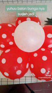 SET Balon Bunga Dirgahayu Kemerdekaan Aksesoris Dekorasi 17 Agustus Merah Putih Polkadot