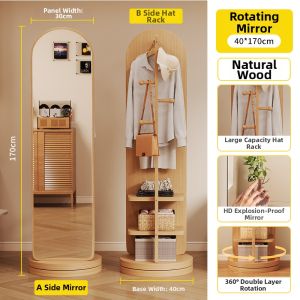 MOLORE | Rotatable Movable Full-Length Mirror with Clothing Rack