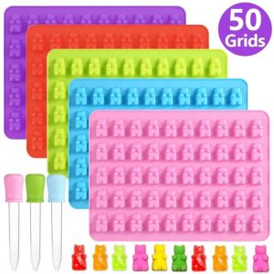🔥Hot🔥50Grids Silicone Gummy Bear Mold Chocolate Dessert Mould with Dropper DIY Mini Bears Fondant Candy Cake Decoration Kitchen Baking Tools