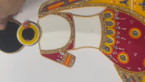 Traditional Reusable Handcrafted Rangoli Beautiful Festive Home Decor Acrylic Rangoli | Diwali Decoration with Studded Stones (Pack of 1 pc)