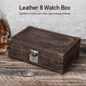 CONTACTS FAMILY Genuine Leather 8 Slots Watch Jewelry Box 8 Independent Slots Detachable Cushions Ideal for Gift Travel Box