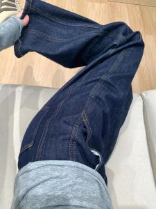 Quần Jeans Ống Rộng Cạp Cao Denim Xanh Đậm Quần Dài Cho Nữ Mùa Thu Quần Dài Dài Đến Sàn Ôm Dáng Thẳng