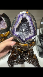 Johor seller crystal shape Dragon Egg crystal💜 Amethyst × Clear Quartz 紫水晶 × 白水晶天然龙蛋 | 结晶顺序不同👈