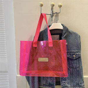 Good-looking Transparent Big Bag Womens Bag 2024 New Arrival Dopamine Jelly Beach Versatile Work Clothing Single Shoulder Bag