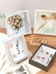 3D three-dimensional photo frame dried flower DIY handmade ornament wooden picture frame display box rectangular three-dimensional dried flower frame plant specimen decoration box