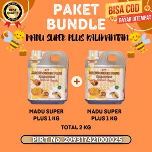 Paket Bundle Isi 2 Madu Super Plus Kalimantan SH 74 Total 2kg dengan Bee Pollen dan Propolis Alami