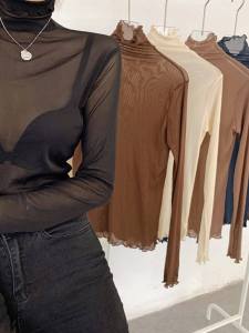 Black High Collar Lace Base Shirt: A Stylish Autumn Addition