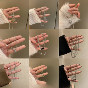 Double Layer Hip Hop Heart Necklace Womens Fashion Sensation Design Niche Luxury Clavicle Chain Necklace Fresh out 2023