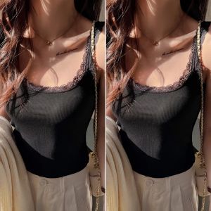 MiiOW | Áo ba lỗ ren viền màu trắng mùa hè mới dành cho nữ MiiOW Cat Person Áo ba lỗ không tay ôm vừa vặn Áo sơ mi cơ bản