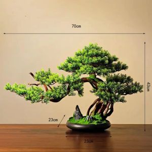 Living Room Artificial Pine Tree Decoration Green Plant Home Interior Hotel Tea Space Soft Decoration Ornaments New Chinese Style