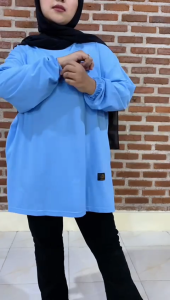 Zolfayyu | Kaos Jumbo Tangan Panjang Wanita Semi Tunik Katun Combed 24s
