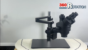 กล้องจุลทรรศน์ trinocular stereo มีแขน หมุนได้ 360 องศา 7-45x รุ่น 4K กล้องส่องพระ ส่องแผงวงจร งานช่าง