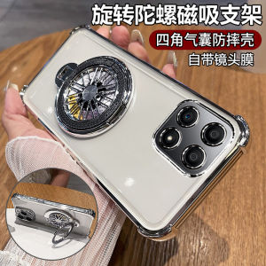 Huawei Honor X30i Silicone Phone Case with Lens Film Full Cover Four Corner Airbag Anti-Fall Transparent Soft Stand for Men And Women