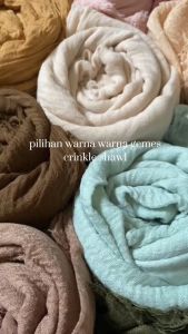 Promo Hijab Kerudung Pashmina Crinkle Import Rawis Kusut Warna Terlengkap Baju Muslim RA Bazar