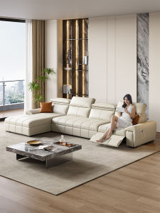 Electric Leather Sofa Bed Multi-Functional Luxury Living Room Sectional Sofa Bed Foldable for Small Sized Houses 3-4 Seases