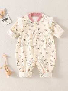 เสื้อคลุมเด็กผู้หญิงแขนยาวผ้าฝ้ายแท้สำหรับฤดูใบไม้ผลิและฤดูใบไม้ร่วง เสื้อคลุมเด็กสไตล์เจ้าหญิงลายดอกไม้ ชุดคลุมเด็ก เสื้อคลุมเด็ก