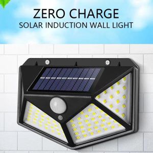 100 LED Solar Wall Lamp Outdoor LampMotion Sensor Solar Powered Sunlight Street Lamp Garden Railing Decorative Lamp