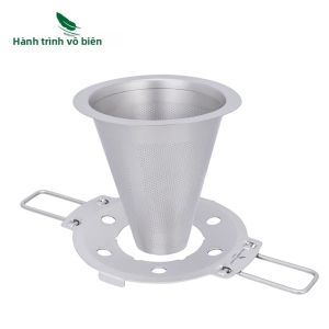 Chuyến Hải Hành Vô Biên Titan Đổ Cà Phê Nhỏ Giọt Ti6004P Với Giá Đỡ Có Thể Gập Lại Nón Kim Loại Lọc Không Giấy Ngoài Trời Bộ Đồ Ăn