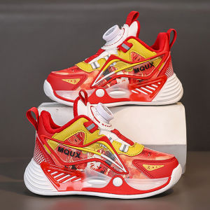 Red Snake Year Childrens Basketball Shoes Anti-slip Running Sports Sneakers for Boys Spring 2025 New Model Low Top Rubber Sole