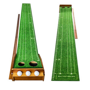 Portable Golf Removable Putting Mat With Ball Return Outdoor Garden Indoor Office Home Professional Aid Golf Practice Training