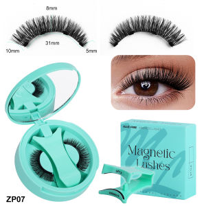 1 Pair Reusable Magnetic Eyelashes Natural Curly Fluffy Magnetic False Eyelashes No Glue Needed Lashes Makeup with Tweezer Set