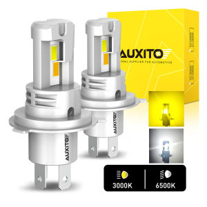 AUXITO 2Pcs Canbus H4 LED Headlight Bulbs Dual Color Yellow High Beam White Dipped Beam 9003 HB2 Car LED Front Head Lamp Fanless