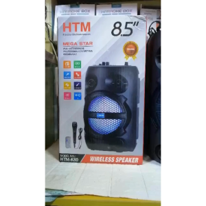 SALE BIG BASS MULTI MEDIA HTM-K80 8.5INCHES WIRELESS BLUETOOTH SUPER BASS KARAOKE SPEAKER FUNCTION WITH AUX/BLUETOOTH/TF CARD/USB/FM RADIO/MICROPHONE