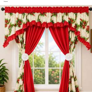 Christmas double curtain non ring suksukan for window