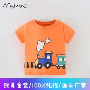 Áo Thun Trẻ Em Malwee Mùa Hè Cổ Tròn in Họa Tiết Hoạt Hình Cotton Thoáng Khí Thoải Mái Cho Bé Trai