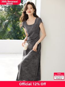 MOHANYIMEI | Leisure U-neck Ruffled T-shirt Dress Autumn New Arrival