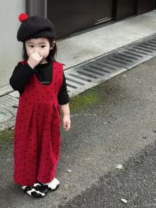 Spring Fashion Childrens Plaid Corduroy Overalls Baby Polka Dot Jumpsuit Girls Bib Pants Durable Cotton Long Trousers