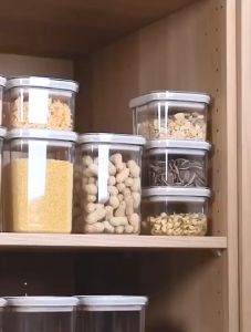 Airtight Container Easy Open Lock Lid Dry Food Storage Leak Proof Canister PET Plastic Food Sealed Tank