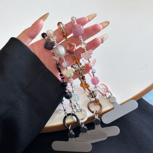 สร้อยข้อมือสุนัขแมว สร้อยคอโทรศัพท์มือถือ สร้อยข้อมือแบบมีพื้นรองรับ คริสตัล โซ่โทรศัพท์มือถือ กระเป๋า ป้องกันการสูญหาย โซ่โทรศัพท์มือถือ