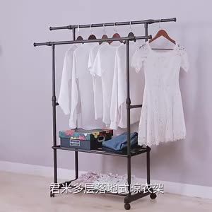 Adjustable double-pole clothes drying rack/sturdy steel structure/clothing storage rack/wall-mounted