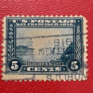 Prangko USA kuno koleksi Jadul 5 Cents Panama Pasific Exposition Tahun 1915 USED
